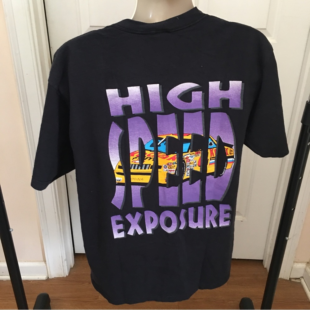 Vintage 1993 NASCAR ERNIE IRVAN High Speed Exposure 2 Sided Tshirt  Sz XL